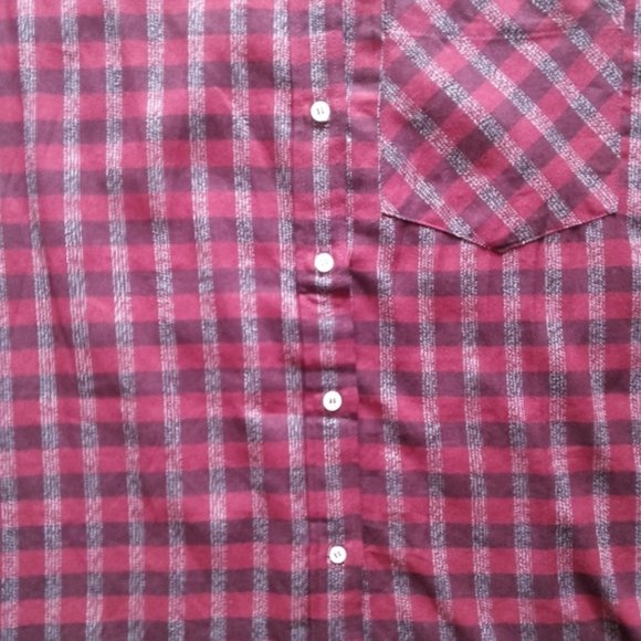 NWT Original American Apparel Check Plaid Button Up Blouse Black & Maroon Large - Picture 6 of 6
